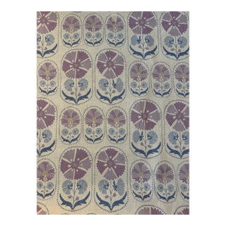 Schumacher Anjuna Floral Linen Print Lilac Fabric 180482 1 1/2 Yards For Sale