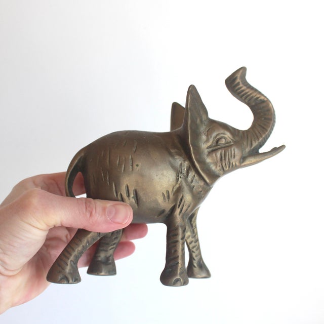 Mid 20th Century Vintage Brass Elephant Figurine For Sale - Image 5 of 8