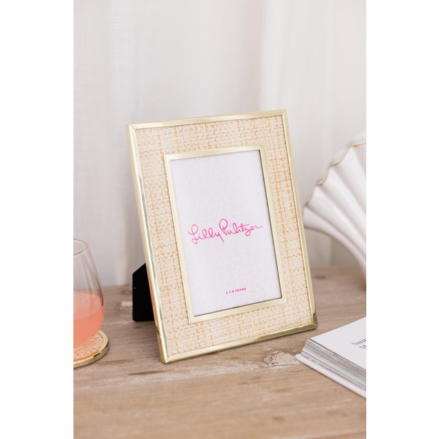 Kenneth Ludwig Chicago Raffia & Gold 4x6 Picture Frame For Sale - Image 4 of 6
