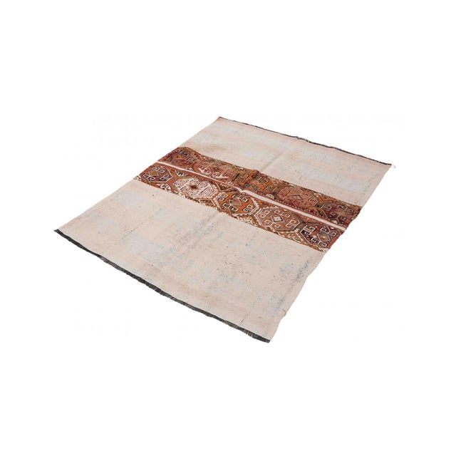 Mid-Century Modern Vintage Decorative Turkish Embroidered Rug - 4`0″ X 5`1″ For Sale - Image 3 of 6