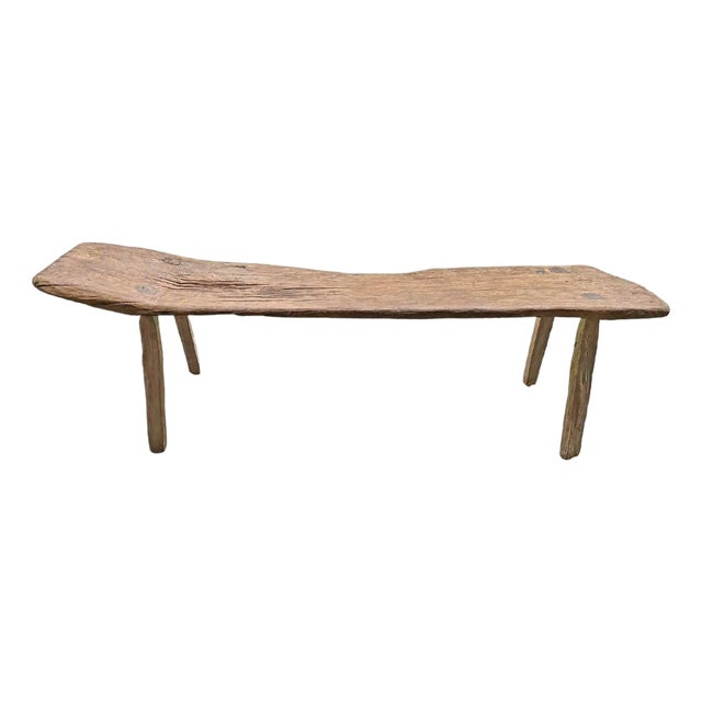 Sculptural Teak Bench Hand-Carved From Madura Island, Java, Indonesia, C. 1950 For Sale