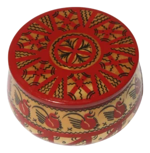 Late 20th Century Antique Hand - Painted Round Trinket Box