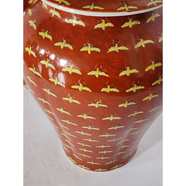 Ceramic Large Ceramic Ginger Jar With Bee Motif-A Pair For Sale - Image 7 of 12