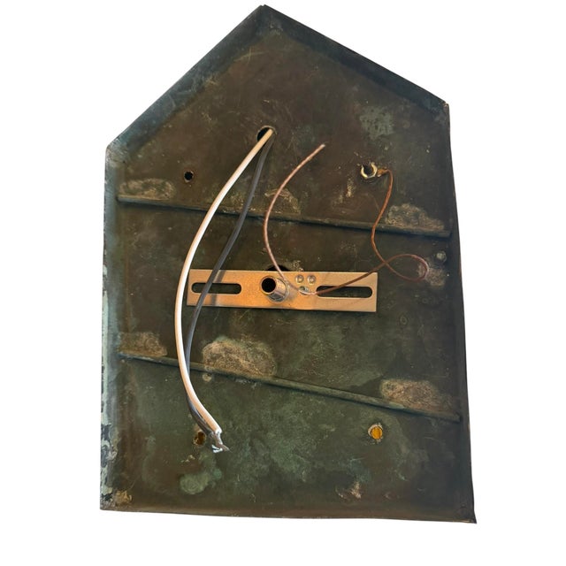 Antique Copper Porch Lights With Original Verdigris Patina and Amber Glass For Sale - Image 4 of 8