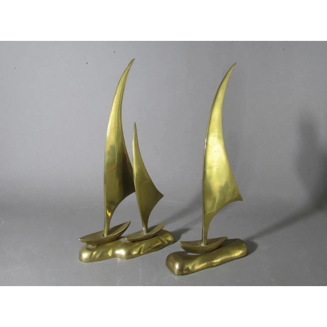 Metal Mid Century Brass Sailboats - a Pair For Sale - Image 7 of 7