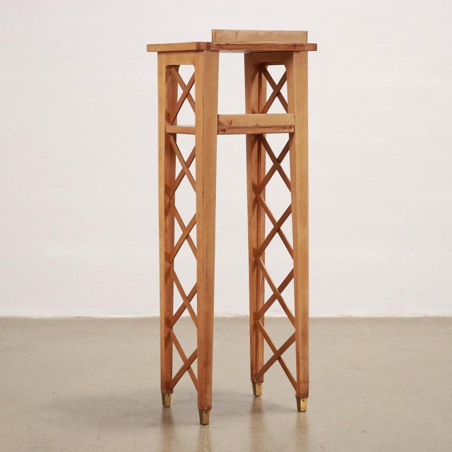 Wood Vintage Vase Holder in Beech & Brass, Italy, 1950s For Sale - Image 7 of 8