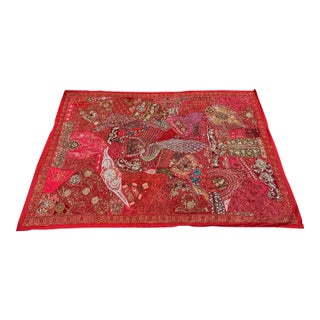 Indian Tapestry With Hand Sewn Beading For Sale