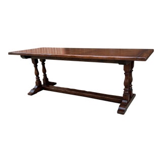 Antique English Farm Table Dining Library Table Desk Farmhouse Oak 84.5" 19th C For Sale