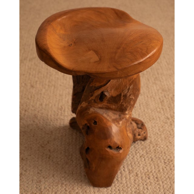 1950s Vintage Brutalist Brown Stool, 1950s For Sale - Image 5 of 8