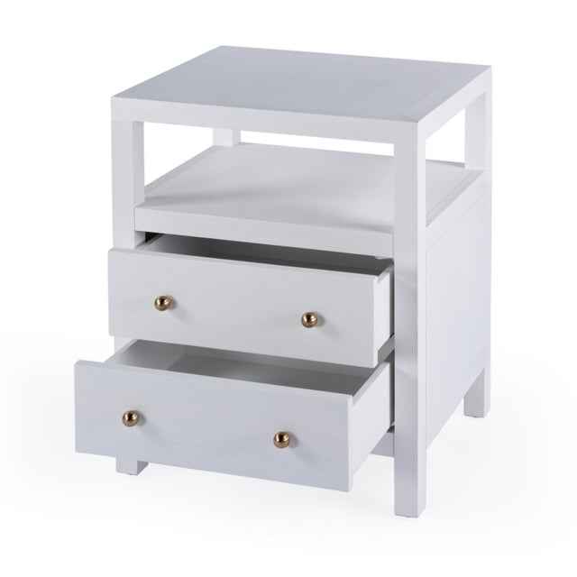Spritely Home Accent Furniture Nora 21 in. W Rectangular Wood 2 Drawer Nightstand with Open Shelf, White For Sale - Image 4 of 9