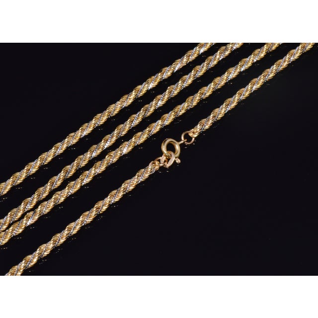 Late 20th Century Late 20th Century Estate Italian 14k Two-Tone Gold Twisted Rope Chain Unisex Necklace – 30.25 Inches For Sale - Image 5 of 10