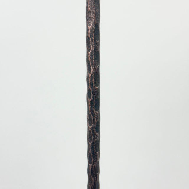 Metal Hand Forged Iron Candelabra Set of 3 (93-113cm) Antique Copper Finish Hammered Stem with Decorative Knop For Sale - Image 7 of 10