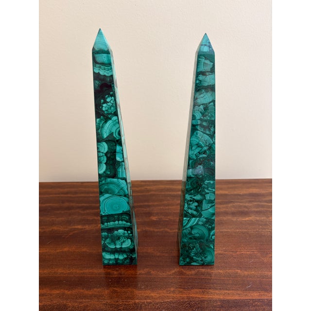Neoclassical Grand Tour Malachite Obelisks, Pair For Sale - Image 9 of 10
