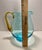 Glass Vintage Mid-Century Modern Scandinavian Blue & Amber Hand Blown Glass Pitcher 8" For Sale - Image 7 of 8