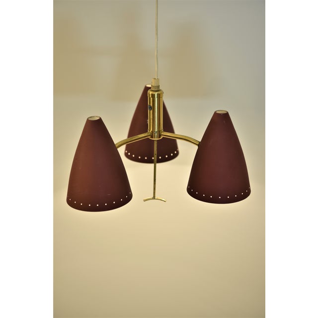 Swedish Modern Triple Pendant Lamp with Elevator Function, 1950s For Sale - Image 9 of 11