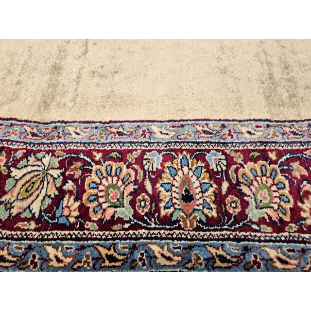 Persian Vintage Persian Khorassan Runner Rug, Hand-Knotted Wool, Open Pattern, Ivory & Burgundy, 4x23 For Sale - Image 3 of 15