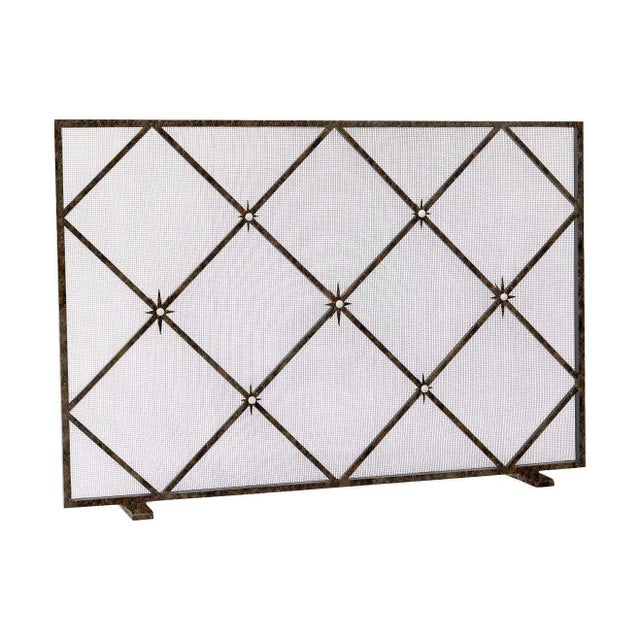 Warm Black Celeste Fireplace Screen Iron For Sale In Dallas - Image 6 of 11