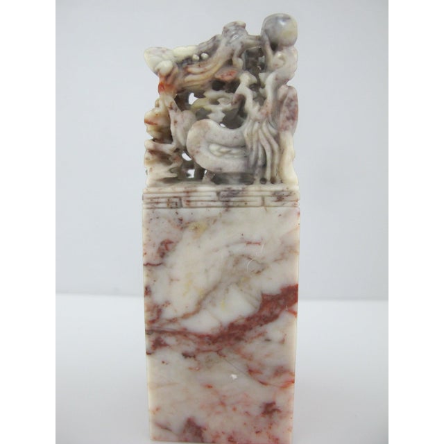 Chinese 3d Carved Fish & Bird Shoushan Stone Chop Seal Stamp For Sale - Image 4 of 15