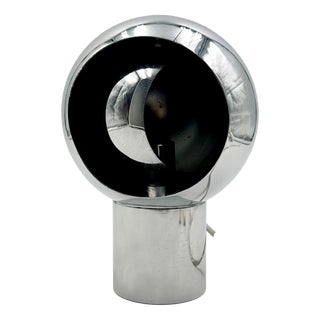 Space Age Chrome Table Lamp with Rotating Eclipse Shade, 1970s For Sale