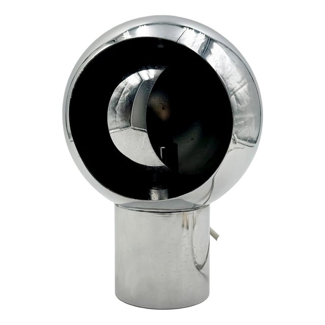 Space Age Chrome Table Lamp with Rotating Eclipse Shade, 1970s For Sale