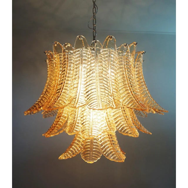 Italian Murano Three-Tier 48 Amber Felci Glass Chandelier For Sale In Los Angeles - Image 6 of 8