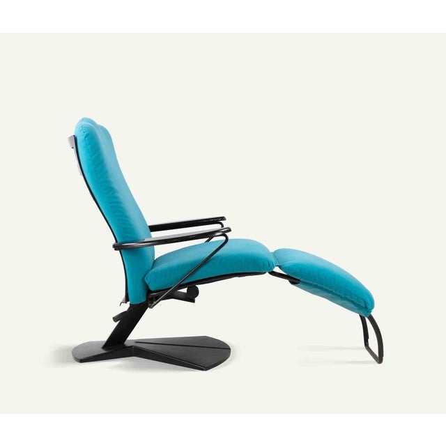 Italian Chaise Longue in Painted Metal and Padded Fabric, 1970s For Sale - Image 3 of 11