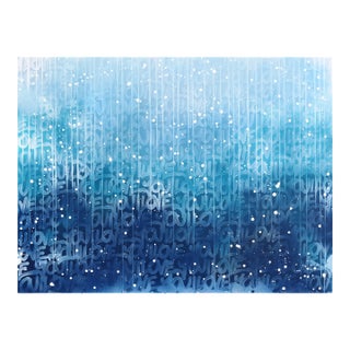 The Blue Lagoon - Original Blue Abstract Mixed Media Street Art Painting on Canvas For Sale