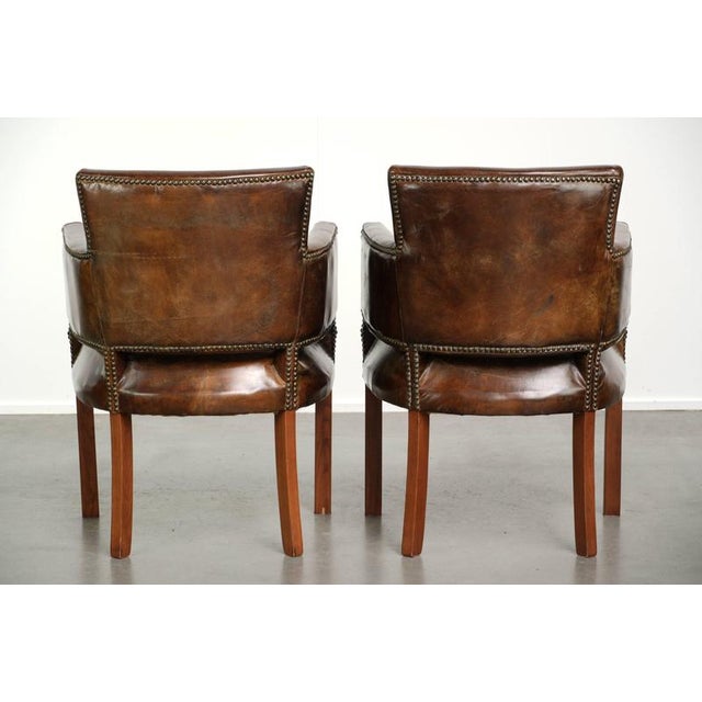 Vintage Grained Cowhide Leather Dining Chairs, Set of 6 For Sale - Image 4 of 17
