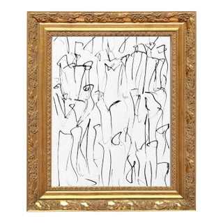 Custom Framed Inky India Figure Study I For Sale