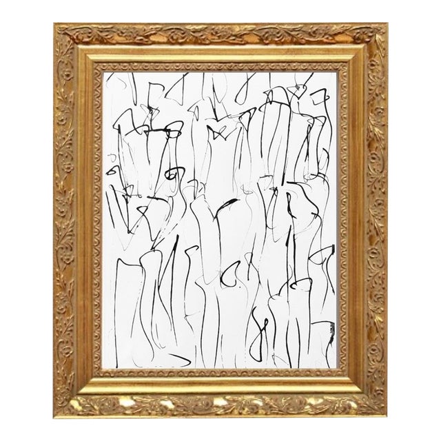 Custom Framed Inky India Figure Study I For Sale