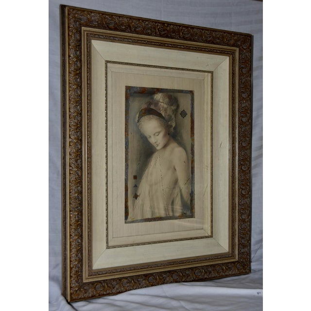 An original Hand Painted on Paper "Cassandra" by Hungarian-American artist Csaba Markus. This alluring original limited...