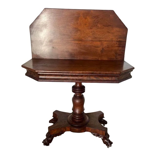 19th Century Antique. American Federal Style Flame Mahogany Game or Console Table. For Sale