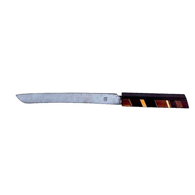 Sheffield Vintage Bread/Challah Knife With Inlaid Wood Handle For Sale - Image 4 of 11