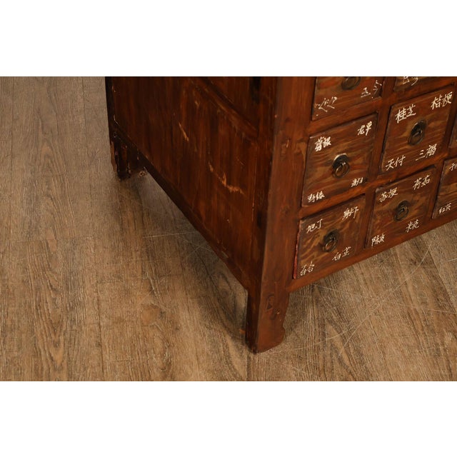 Antique Chinese Elm Wood Apothecary Cabinet With Multiple Drawers For Sale - Image 9 of 18