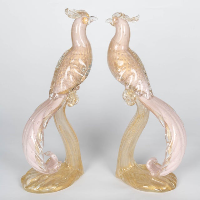 Mid-Century Modern Pair of Murano Glass Barbini Birds of Paradise For Sale - Image 3 of 13