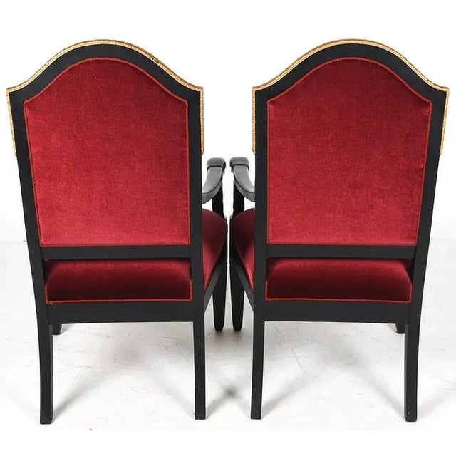 1940s 1940s Pair French Empire Revival Armchairs For Sale - Image 5 of 9