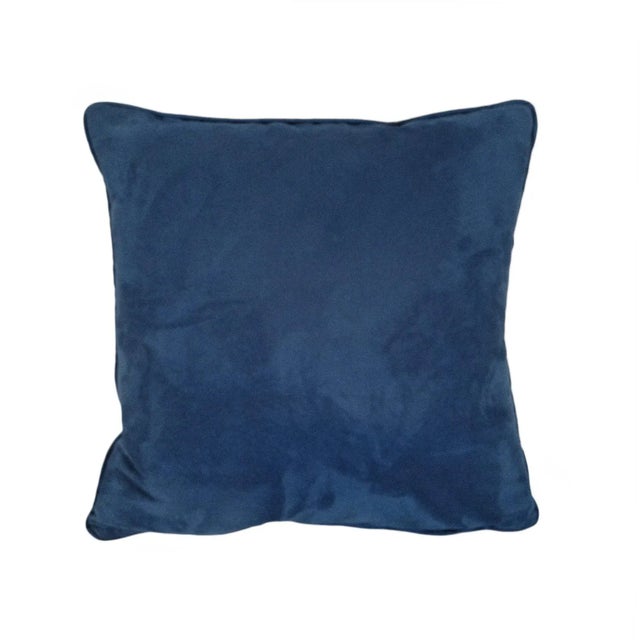 Transitional Ocean Teal Faux Suede Pillow For Sale - Image 3 of 3