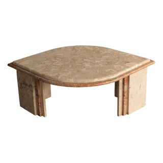 2-Tone Travertine Coffee Table For Sale