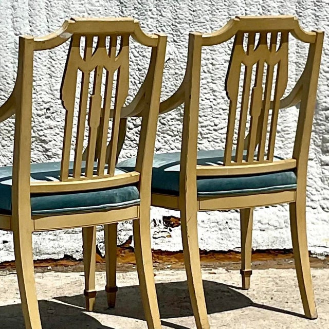 Vintage Regency Hand Painted Tromp L’oiel Swag Arm Chairs - a Pair For Sale - Image 13 of 13