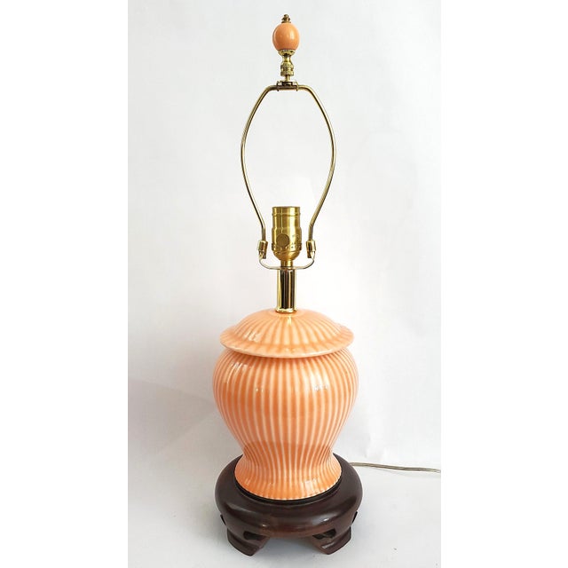 1980s Coastal Pink Ginger Jar Lamp & Shade For Sale - Image 5 of 9