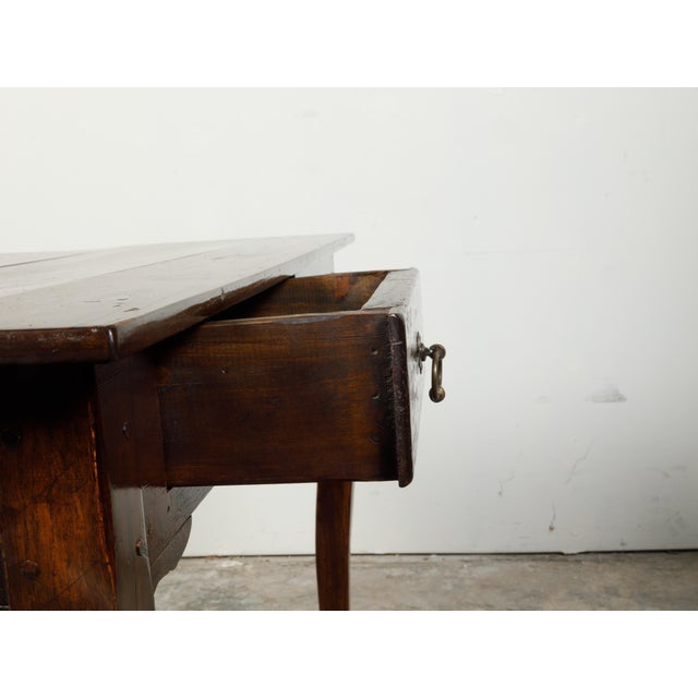 French Louis XV Style 19th Century Walnut Desk with Drawers and Cabriole Legs For Sale - Image 9 of 12