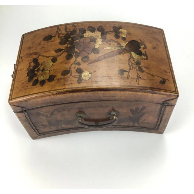 Art Nouveau Vintage Hand Painted Leather Box For Sale - Image 3 of 12