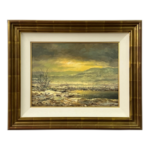 Joop Smits Painting of the Winter Sunshine with Mountain Lake by 20th Century Dutch Artist, 1995, Framed