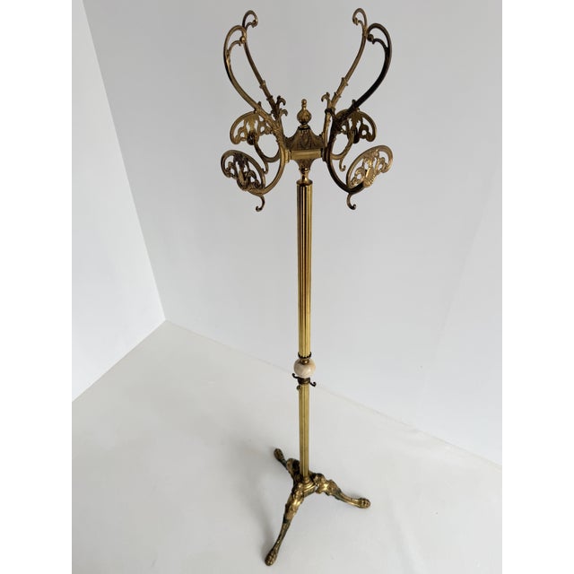 Vintage Italian Brass Hall Tree with Marble Sphere and Rotating Crown, 1960s For Sale - Image 11 of 18
