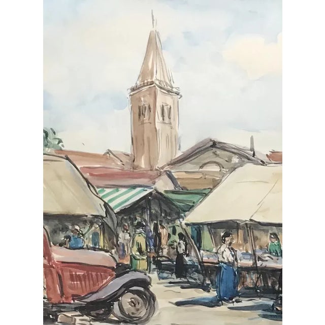 1950s Roger Huguenin, Grand marché de Rimini, 1955, Watercolor For Sale - Image 5 of 11