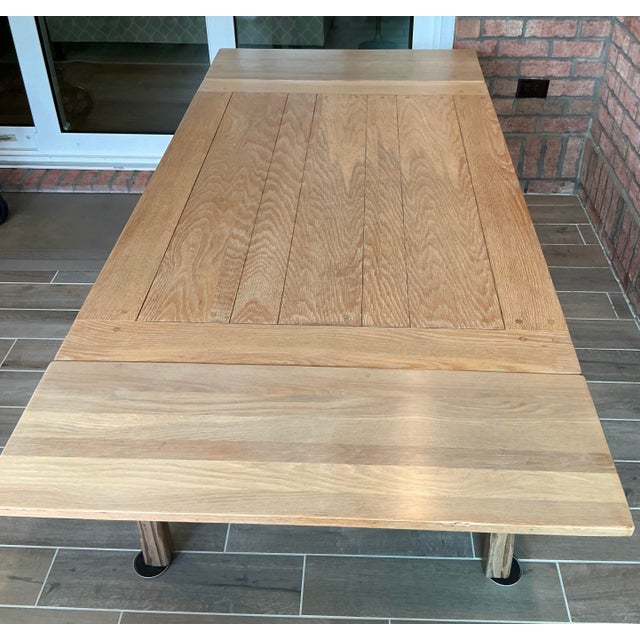 Rustic Vintage A. Brandt Ranch Oak Dining Table With Slide Out Leaf Extensions For Sale - Image 3 of 9