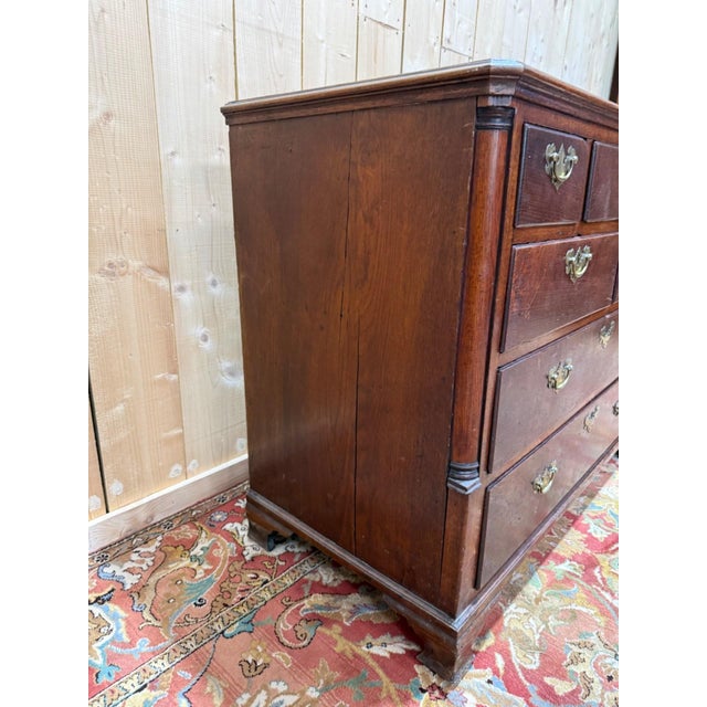 Georgian Chest of Drawers in Oak and Brass For Sale - Image 3 of 10