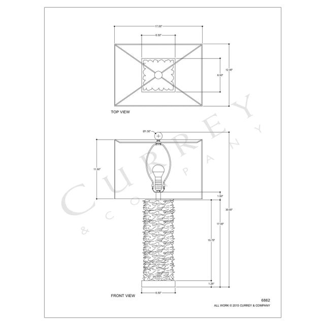 Stacked Oyster shells applied by hand to the pedestal of the Villamare Table Lamp create a textural column rising from a...
