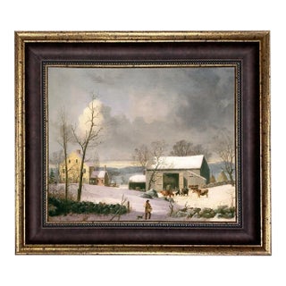 "Winter in the Country" Contemporary Reproduction Print on Canvas, Framed For Sale
