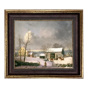 "Winter in the Country" Contemporary Reproduction Print on Canvas, Framed